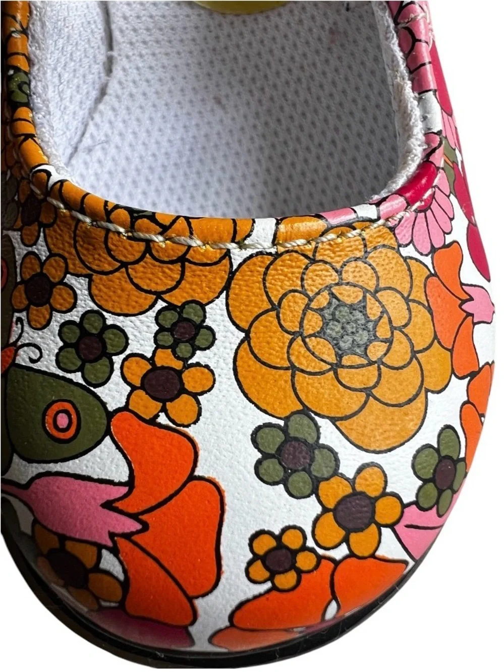 New Dr Martens Style Mary Jane Floral Orange Toddler Girls Shoes Sz 3 Authentic